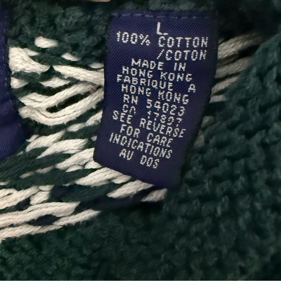 vintage Gap chunky knit green and white sweater Fair Isle pattern. Size Large - Picture 5 of 5